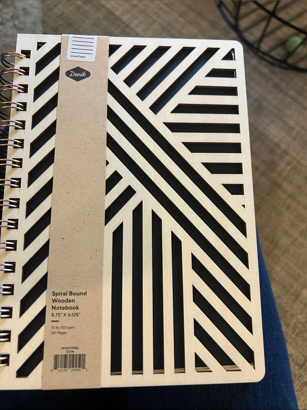 Derik Spiral Bound Wooden Notebook Geometric Cover Journal 130 Pages lined paper